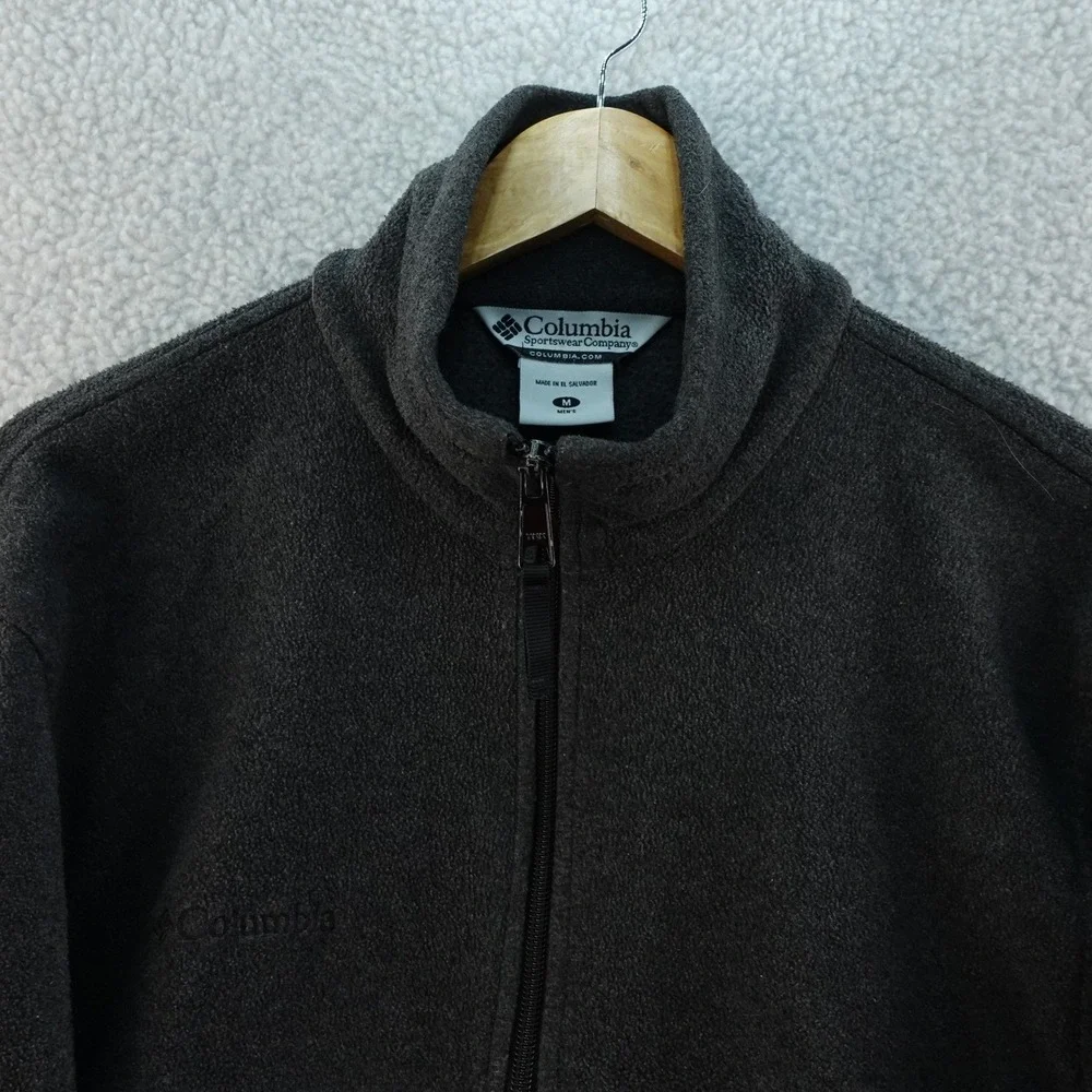 Vintage Columbia Mens M Full Zip‎ Fleece Jacket Charcoal Gray Outdoors Coat